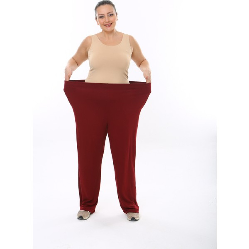 XL Modam Kadın Büyük Beden Türlü Viskon Baharlık Yazlık Bordo Pantolon Kadın Pantolon Fiyatı