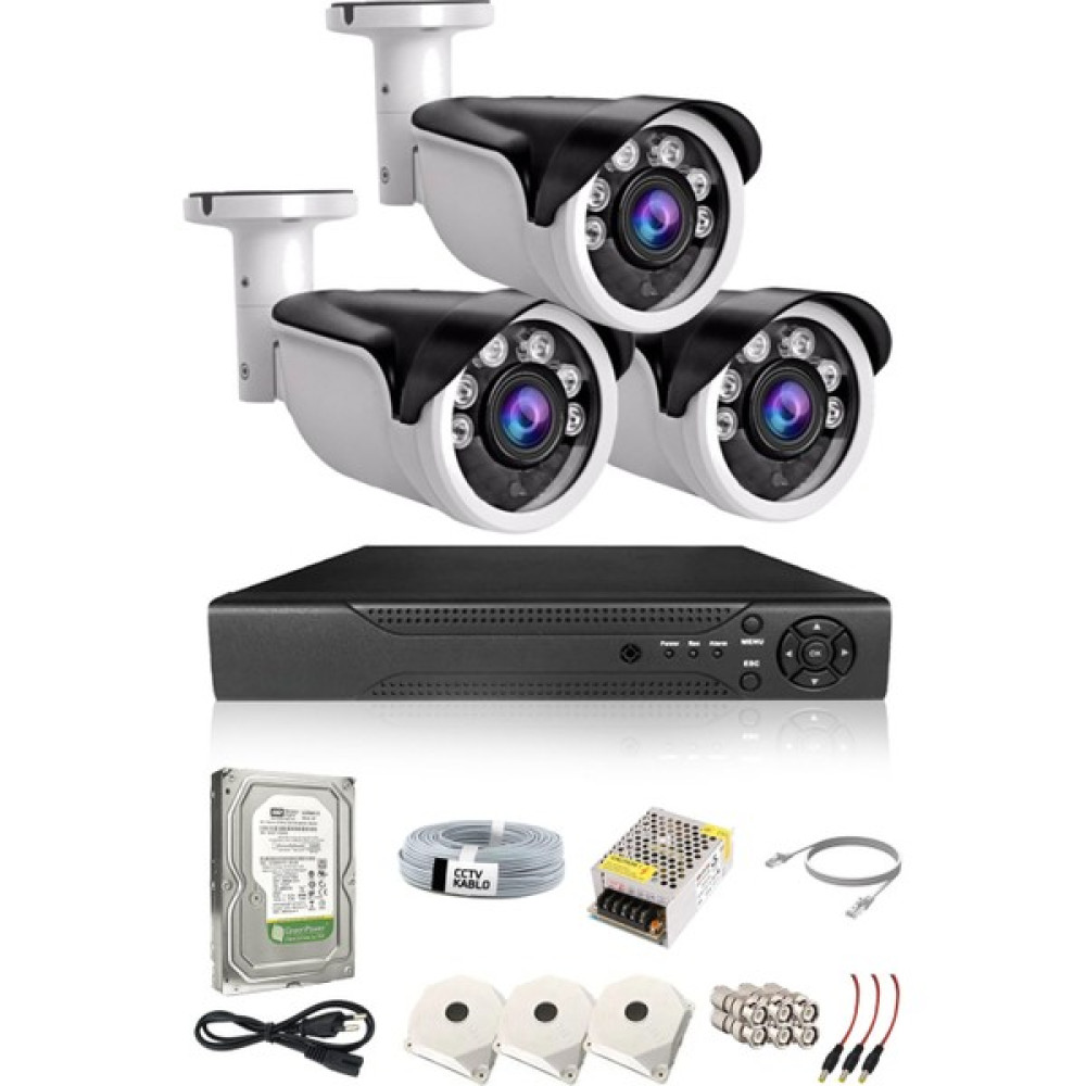 Xmeye 3 Kameralı Dış Mekan Set - 5mp Sony Lensli Full Hd Gece Görüşlü Güvenlik Kamerası Sistemi  Güvenlik Kameraları Fiyatı