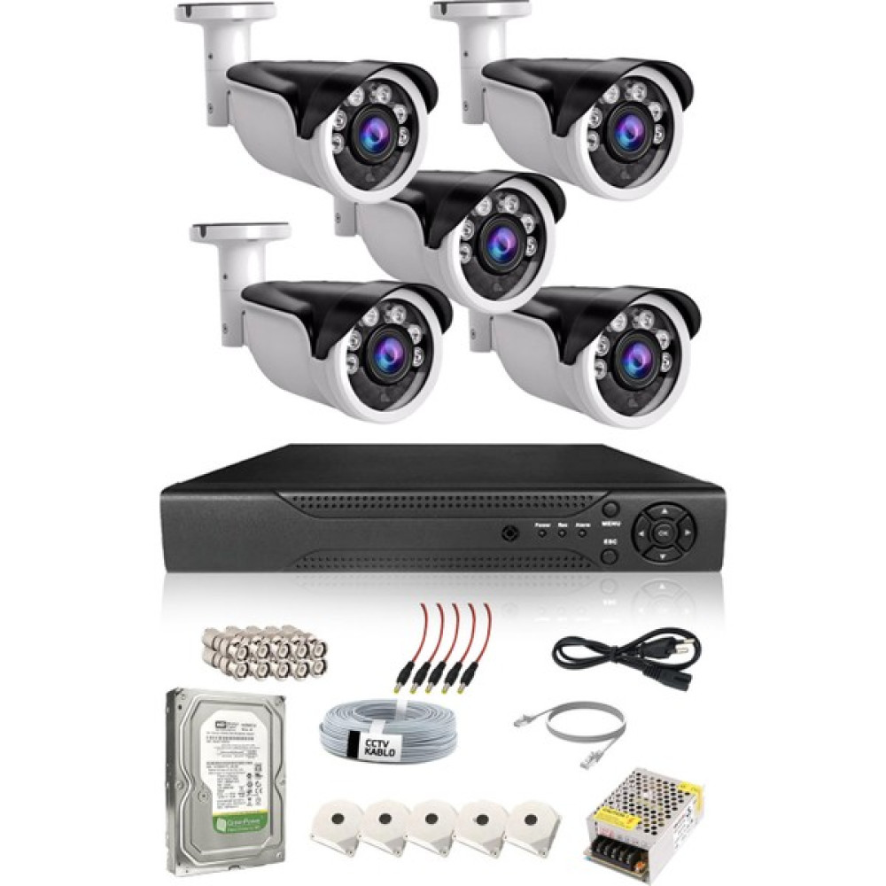 Xmeye 5 Kameralı Dış Mekan Set - 5mp Sony Lensli Full Hd Gece Görüşlü Güvenlik Kamerası Sistemi  Güvenlik Kameraları Fiyatı