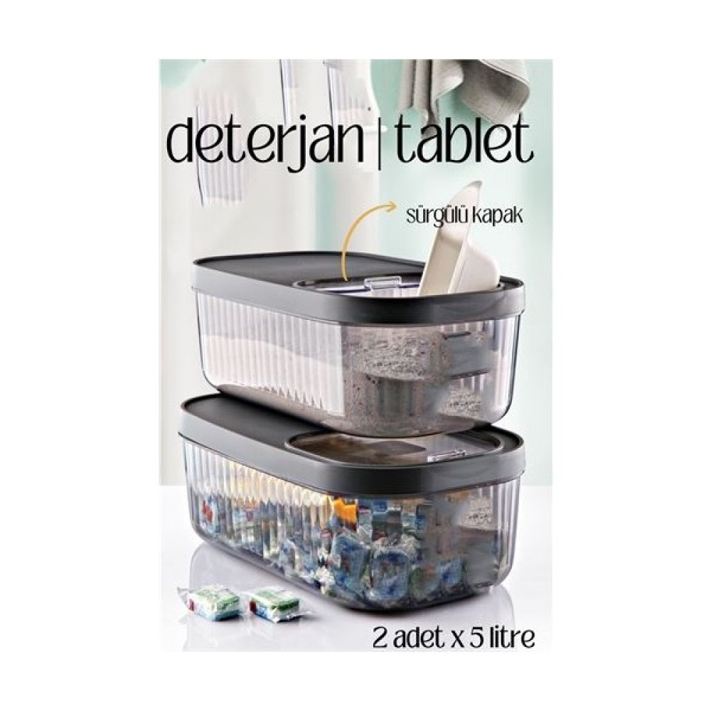 XML Dünyası Multibox Deterjan Tablet Kutusu Sürgülü Kapak 5 Litre 2 Adet 718473 Saklama Kapları Fiyatı