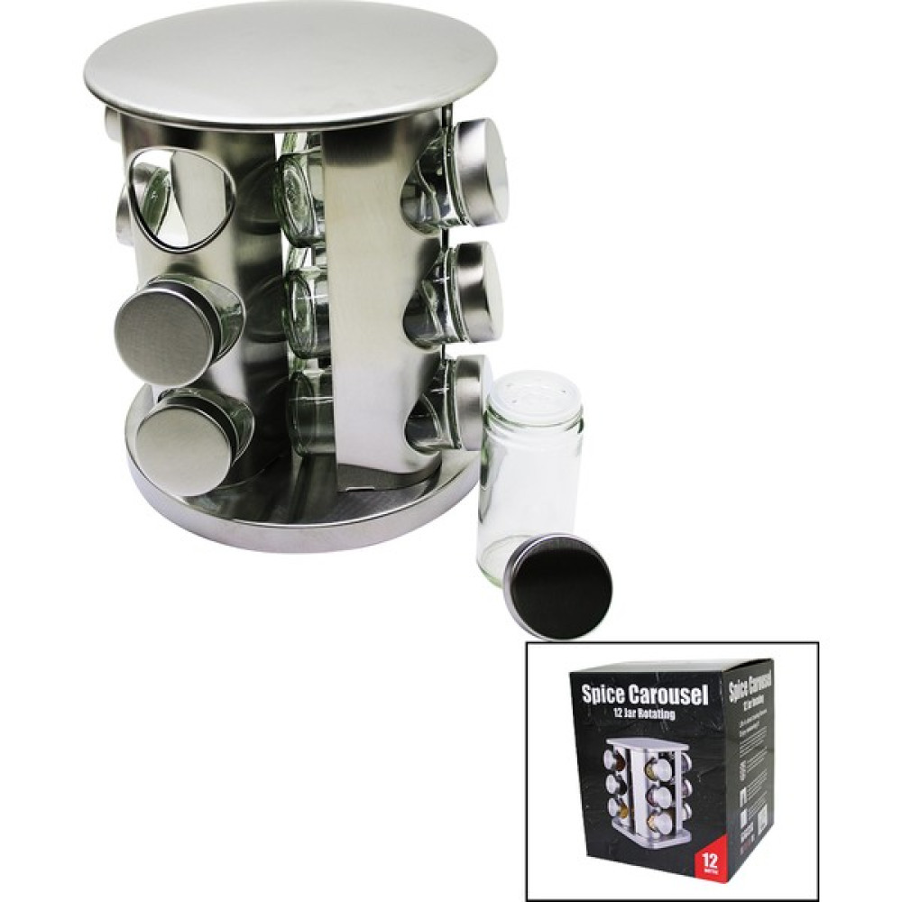 XML Evreni 12 Adet Yuvarlak Cam - Metal Kapak Tuzluk - Baharatlık Metal Döner Standlı (4434) Baharat Setleri & Baharatlıklar Fiyatı