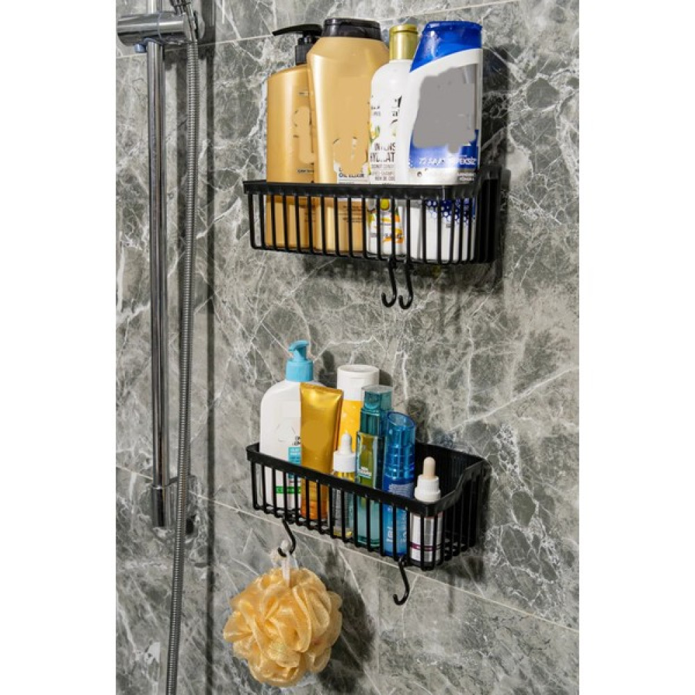 XML Toptancı 2 Li Plastik Yapışkanlı Askılı Mutfak- Banyo Rafı Düzenleyici Duş Şampuanlık Banyo Rafı Fiyatı