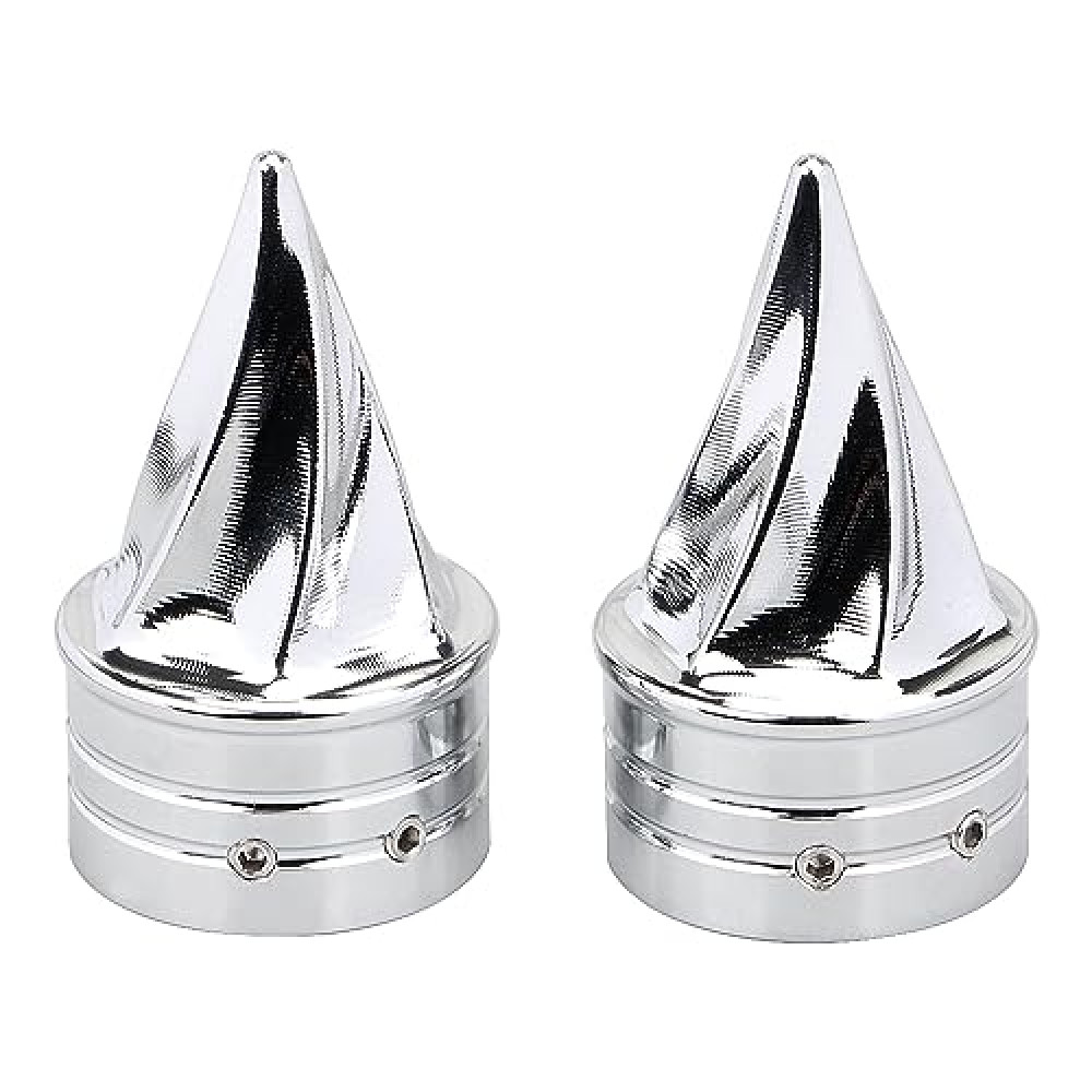 XMMT Chrome Front Twisted Axle Nut Covers Spike Axle Caps Compatible for Harley Touring Softail Sportster Dyna Street Glide Road King Road Glide Electra Glide 2008-2023