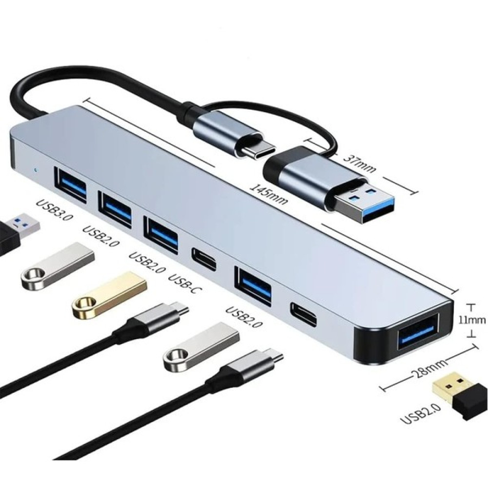 Xnews Çoklayıcı Adaptör 7 In 1 Usb/type-C To USB A, USB C Macbook Uyumlu Çevirici Adaptör Çok Portlu Çoklayıcı 7 In 1 USB Hub (Gri) Bilgisayar Çevirici ve Adaptörü Fiyatı