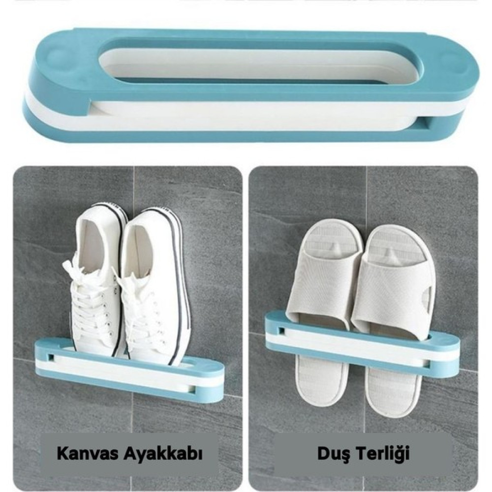 Xnews Plastik Banyo Terlik ve Havlu Tutucu Portatif Pratik Kapı Arkası Duvara Yapıştırmalı Ayakkabı Rafı- Duş Başlığı Fiyatı