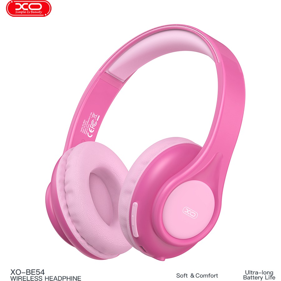 Xo BE54 Çocuk Kablosuz Bluetooth Kulaklık, 300mAh Pil Kapasiteli Kulak Üstü - Fuşya Bluetooth Kulaklık Fiyatı