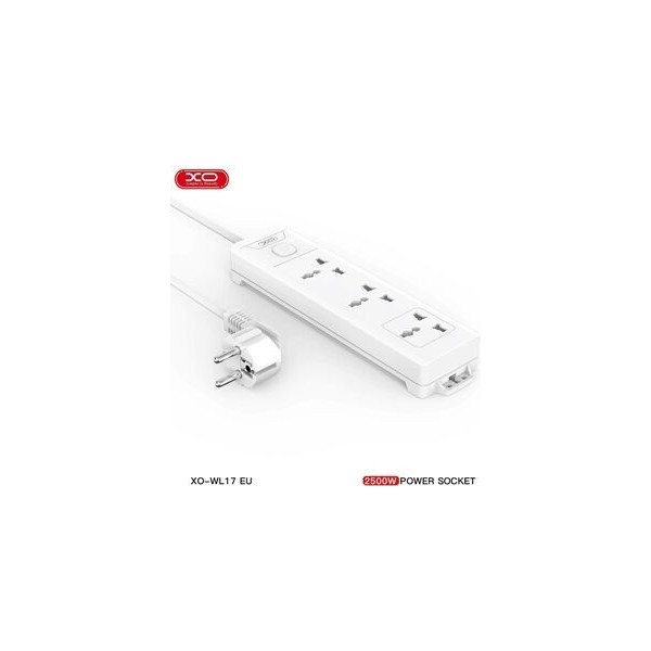 Xo WL17 2500W Akım Korumalı 2 Metre Topraklı 3lü Açma Kapamalı Grup Priz - Beyaz Diğer Fiyatı