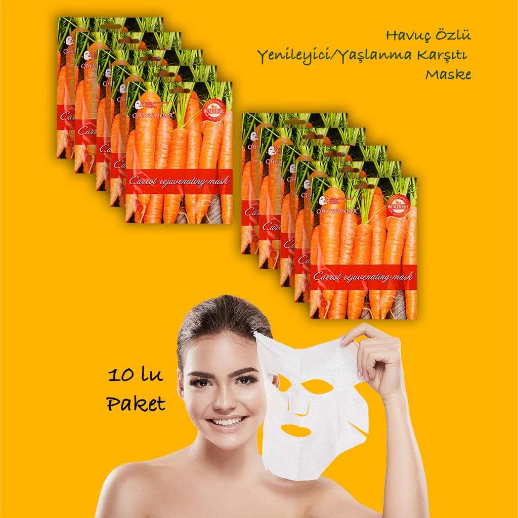 Xolo 10 Adet Havuçlu Gençleştirici Maske +30 Daucus Carota Sativa Özü Yüz Maskesi XLM98 Maskeler Fiyatı