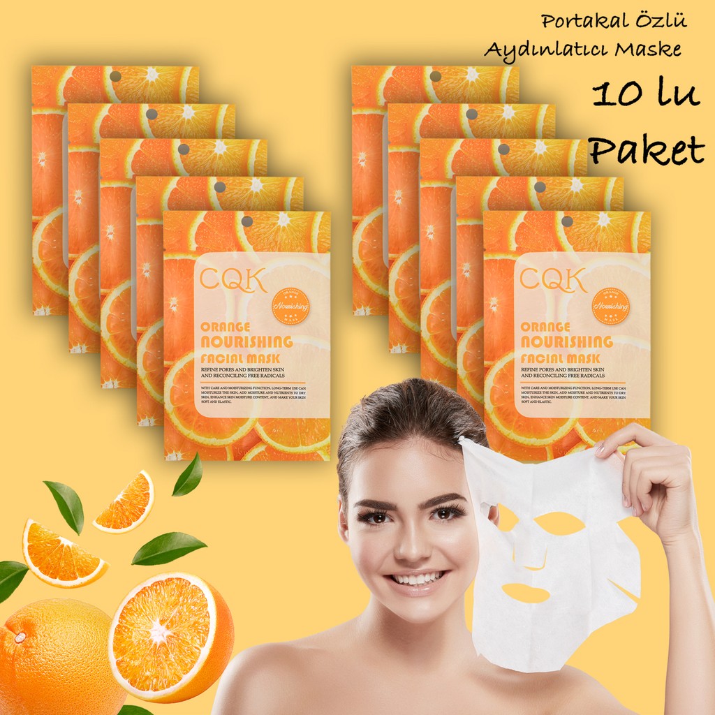 Xolo 10 Adet Turuncu Vitamin C ve Tremella Fuciformis Çin Mantarı Gözenek Onarıcı Yüz Maske XLM205 Maskeler Fiyatı