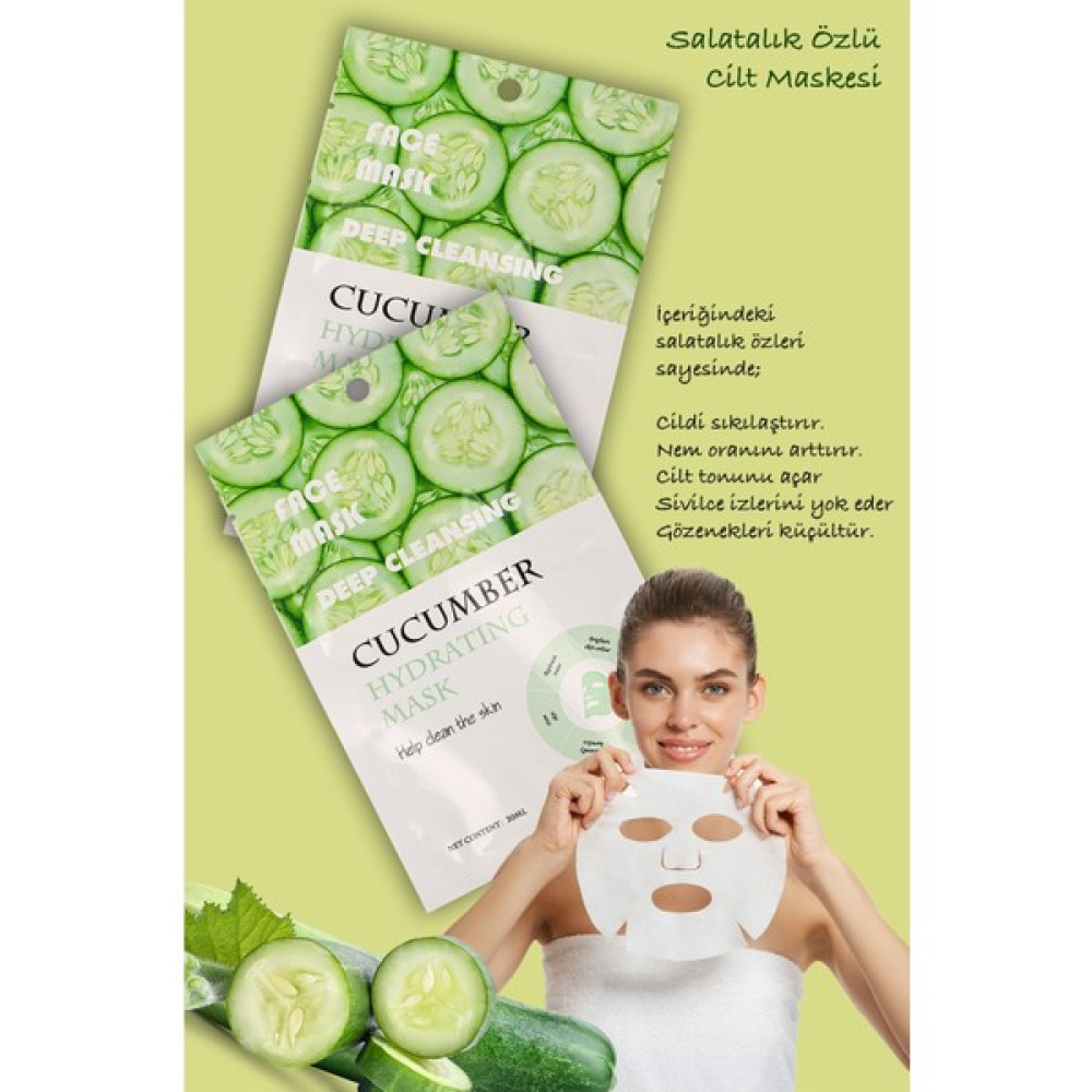Xolotex 10 Adet Salatalık Özlü Nemlendirici Yüz Bakım Maskesi Cucumber Face Mask Xlm359 Maskeler Fiyatı