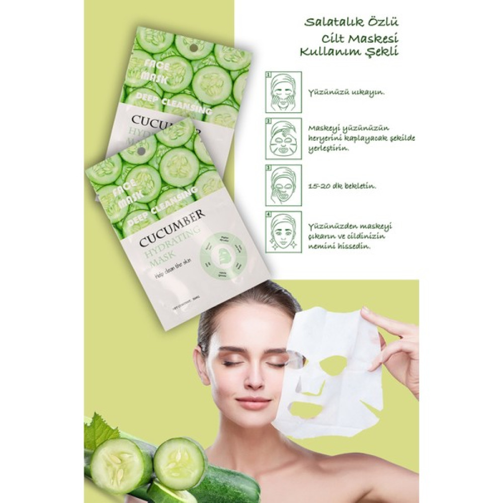 Xolotex 5 Adet Salatalık Özlü Nemlendirici Yüz Bakım Maskesi Cucumber Face Mask Xlm359 Maskeler Fiyatı