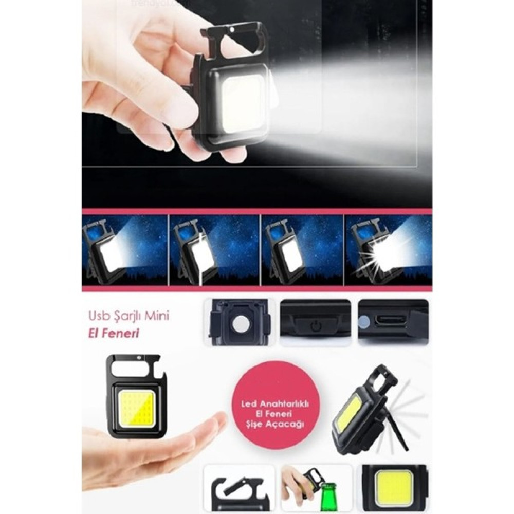 Xolotex Şarj Edilebilir Mini LED Işık Çok Amaçlı Anahtarlık Mıknatıslı Şişe Açacağı El Feneri Fiyatı