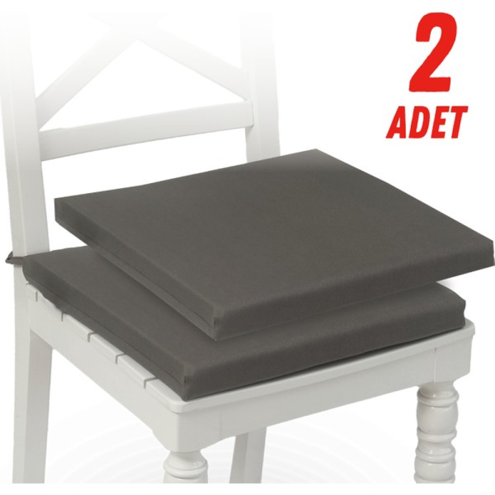 Xpermate 2'li Sandalye Minderi Su Itici Kumaş 40X40 cm Sünger Sandalye Minderi Bağcıklı Antrasit - 40 x 40 cm Salon & Oturma Odası Tekstili Fiyatı