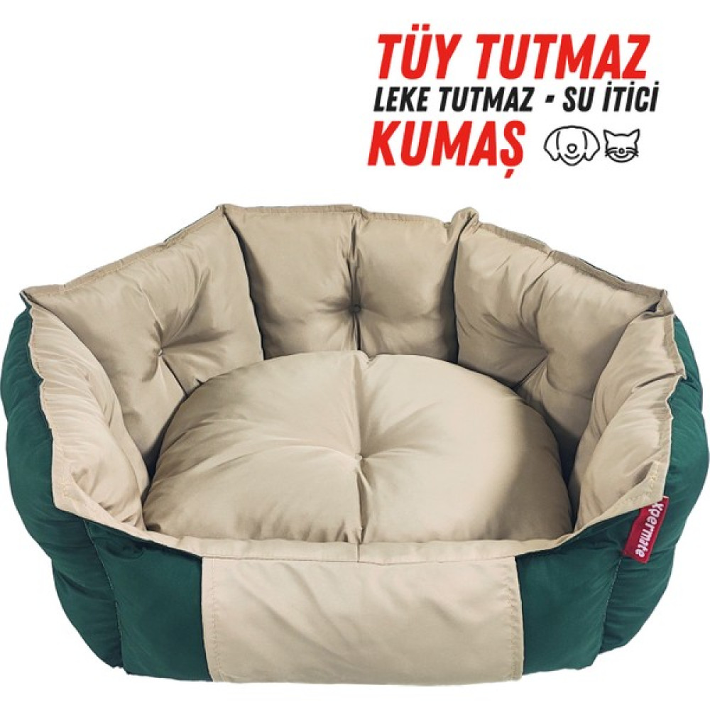 Xpermate Biscuit Kedi Yatağı ve Köpek Yatağı ,Tüy Tutmaz Kumaş, Su Itici Kumaş 60X55X28 Yeşil Bej - Yeşil - Bej - 60 x 55 x 28 cm Evcil Hayvan Ürünleri Fiyatı
