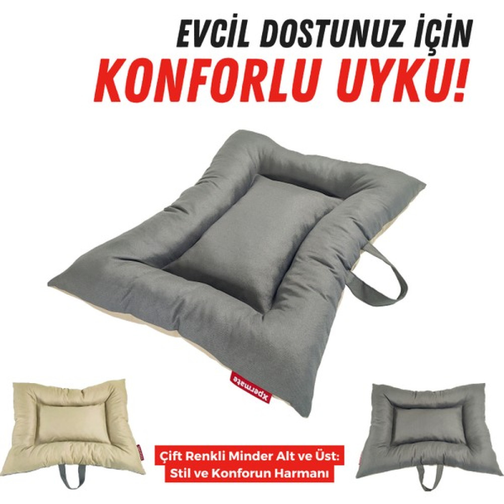 Xpermate Comfort Köpek Yatağı, Kedi Yatağı, Tüy Tutmayan ve Su Itici Kumaş 55X65 cm Antrasit Bej Evcil Hayvan Ürünleri Fiyatı