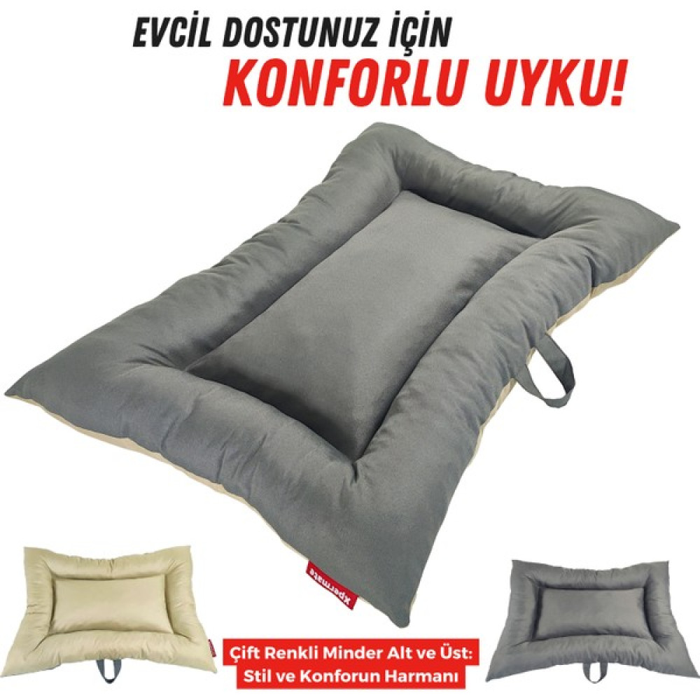 Xpermate Comfort Köpek Yatağı, Kedi Yatağı, Tüy Tutmayan ve Su Itici Kumaş 70 X 90 cm Antrasit Bej Evcil Hayvan Ürünleri Fiyatı