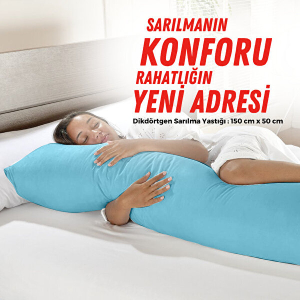 Xpermate Sarılma Yastığı , Uyku Yastığı , Bacak Arası Yastığı Dikdörtgen 150X50 cm - Mavi - 50 x 150 cm Yastık Fiyatı