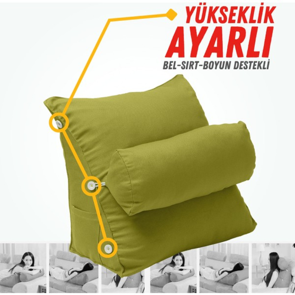 Xpermate Yükseklik Ayarlı Tv Yastığı ve Okuma Yastığı - Bel Destek Yastığı - Tv Yastık - Sırt Yastığı - Boyun Desteği Yeşil - 60 x 50 cm Kırlent / Mobilya Yastığı Fiyatı