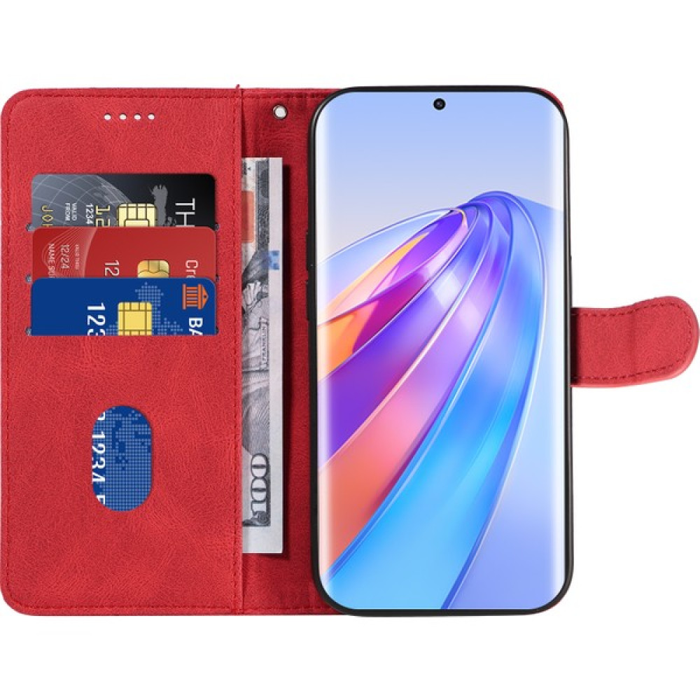 Xshine Honor X40 5g / X9A 5g / Magic5 Lite 5g, Stand Deri Telefon Kapağı Baskılı Cüzdan Kabuğu Telefon Kapağı (Yurt Dışından) - Kırmızı - Honor X9a Cep Telefonu Kılıfı Fiyatı