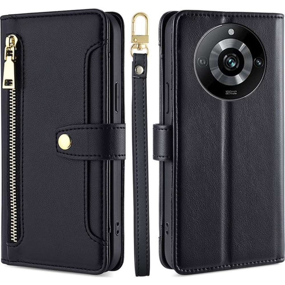 Xshop Realme 11 Pro + 5g / 11 Pro 5g Fermuarlı Cep Telefonu Kılıfı Çoklu Kart Yuvaları Kayışlı Deri Kapak (Yurt Dışından) - Renkli - Realme 11 Pro+ Cep Telefonu Kılıfı Fiyatı