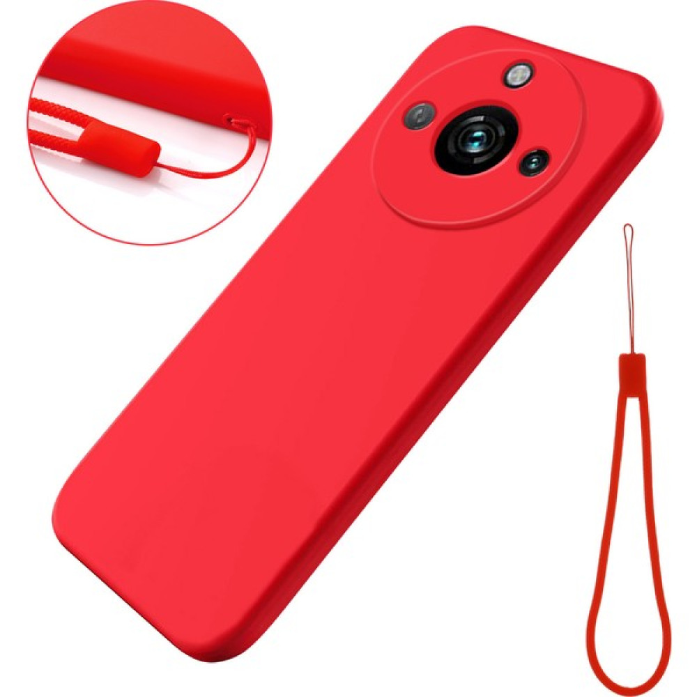 Xshop Realme 11 Pro+ 5g / Realme 11 Pro 5g, Sıvı Silikon Yumuşak Astar Telefon Kapağı Kayış (Yurt Dışından) - Kızıl Cep Telefonu Kılıfı Fiyatı