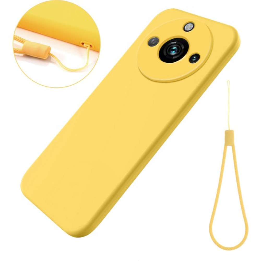 Xshop Realme 11 Pro+ 5g / Realme 11 Pro 5g, Sıvı Silikon Yumuşak Astar Telefon Kapağı Kayış (Yurt Dışından) - Sarı Cep Telefonu Kılıfı Fiyatı