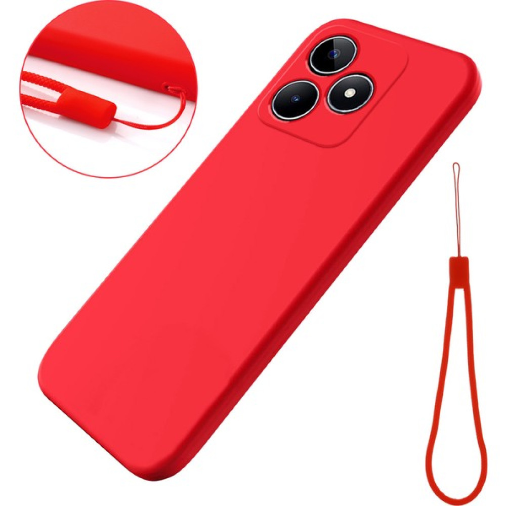 Xshop Realme C53 4g / Narzo N53 4g Şok Geçirmez Telefon Kasası Yumuşak Astar Sıvı Silikon Cep Telefon Kapağı Kayışlı (Yurt Dışından) - Kızıl Cep Telefonu Kılıfı Fiyatı