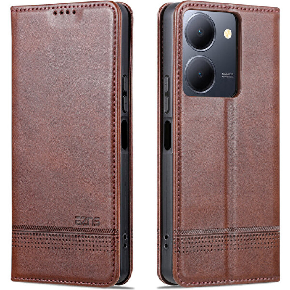 Xshop Vivo Y36 4g 5g Pu Deri Cüzdan Kılıfı Flip Folio Görüntüleme Stand Telefon Kapağı (Yurt Dışından) - Kahve Cep Telefonu Kılıfı Fiyatı