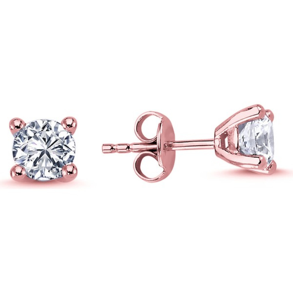 XSilver Gümüş Rose Zirkon Taşlı Pırlanta Montürlü 5mm Tek Taş Küpe Gümüş Küpe Fiyatı