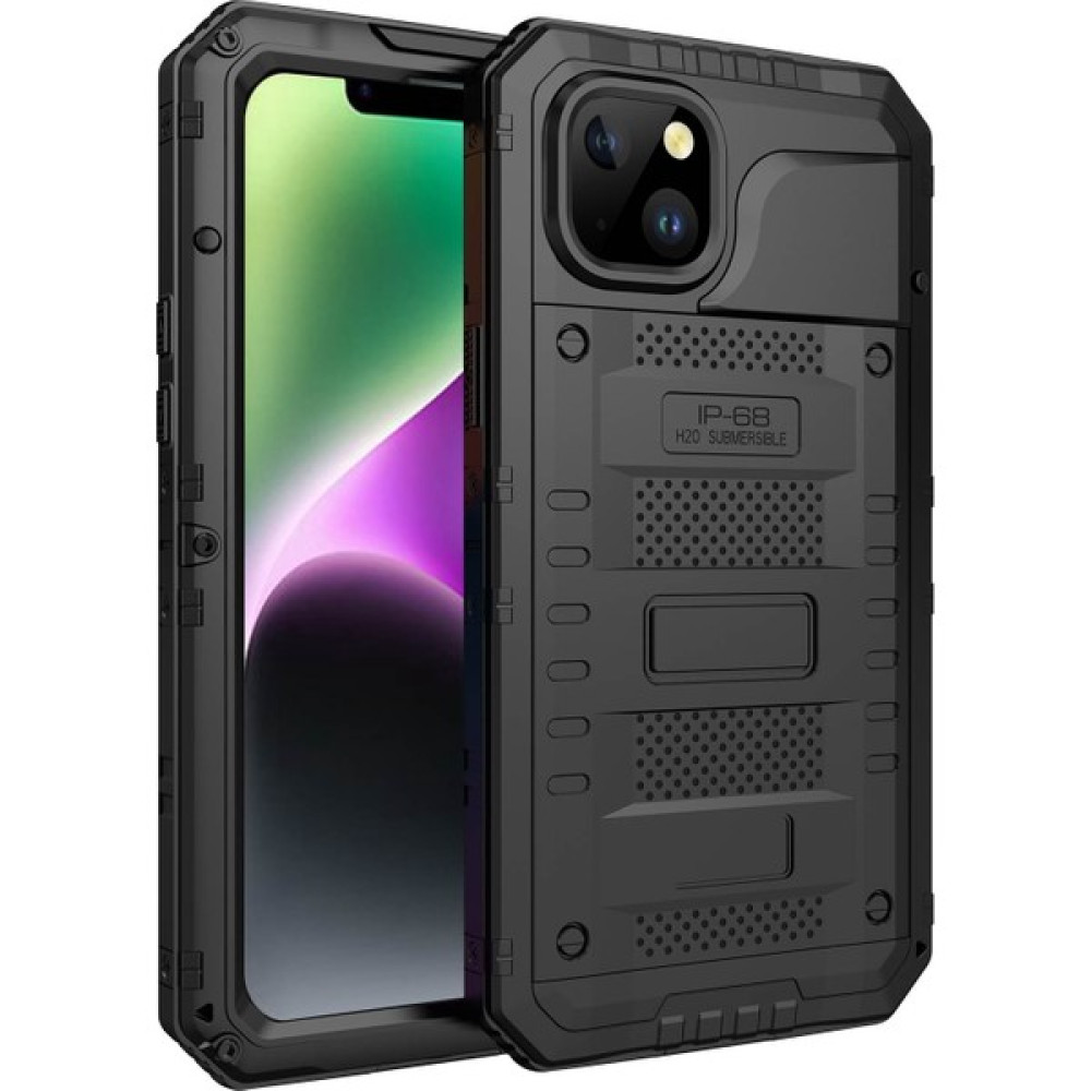 Xstep Case iPhone 14 Plus IP68 Su Geçirmez Damla Geçirmez Kapak Metal + Silikon Sualtı Tam Koruma Kılıfı (Yurt Dışından) - Siyah Cep Telefonu Kılıfı Fiyatı