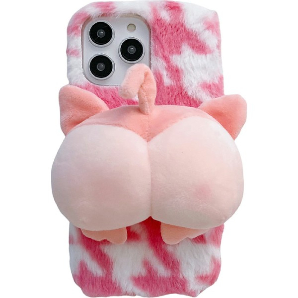 Xstep Case iPhone 14 Pro Maymun Butt Bebeği Dekor Yumuşak Kabarık Telefon Kılıfı Peluş + Tpu Karakter Anti Koruyucu Kapak (Yurt Dışından) - Pembe Cep Telefonu Kılıfı Fiyatı