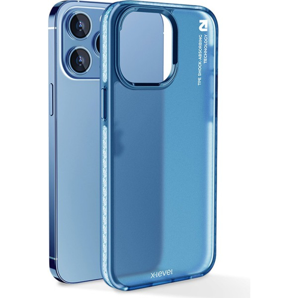 Xstep Case iPhone 15 Pro Max Matte Back Cover Metal Lens Çerçevesi Tpu+Pc Telefon Kılıfı (Yurt Dışından) - Şeffaf Mavi Cep Telefonu Kılıfı Fiyatı