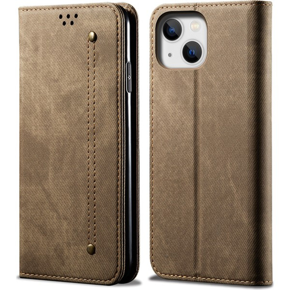 Xstep Case iPhone 15 Telefon Kılıfı, Cüzdan Stand Cep Telefonu Kapağı Pu Deri Kot Koku Doku Kabuğu (Yurt Dışından) - Asker Yeşili Cep Telefonu Kılıfı Fiyatı