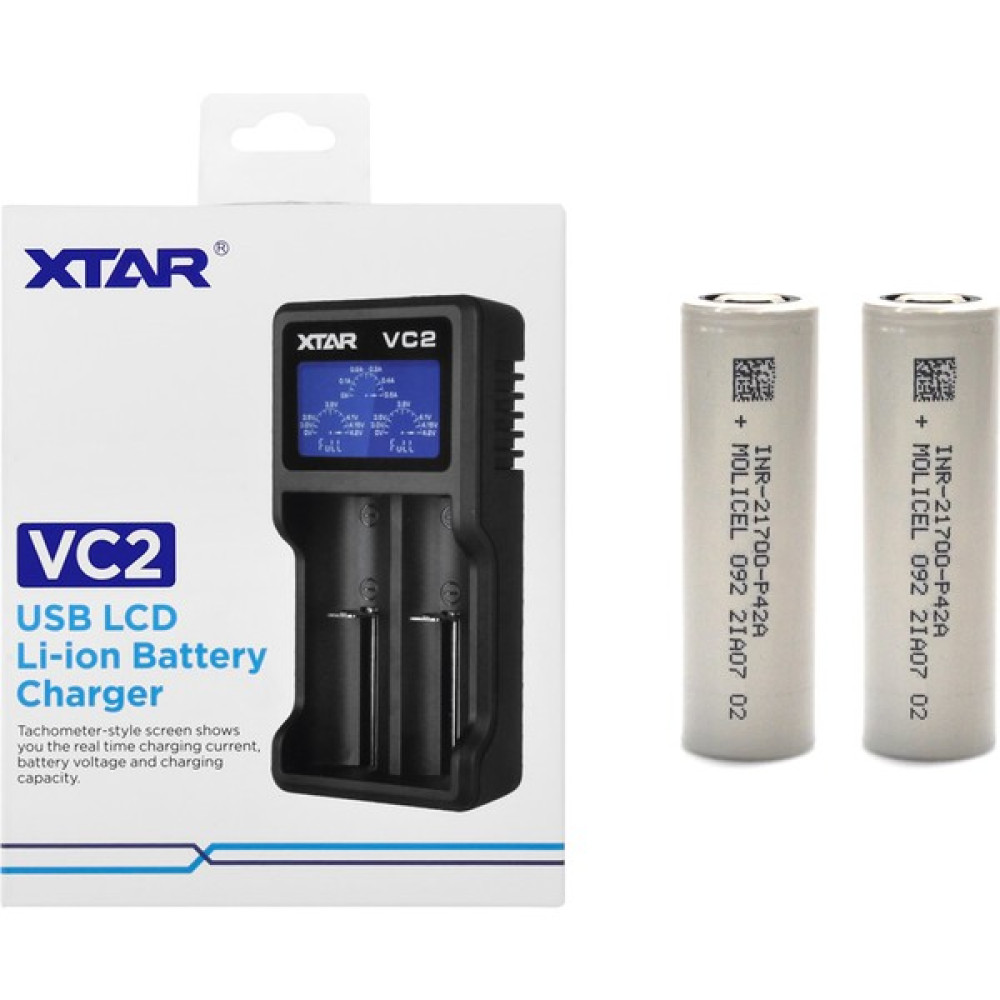 Xtar Vc2 Li-Ion Şarj Cihazı+Molicel 21700 4000 Mah Şarjlı Pil 2 Adet Şarj Cihazları & Kitler Fiyatı