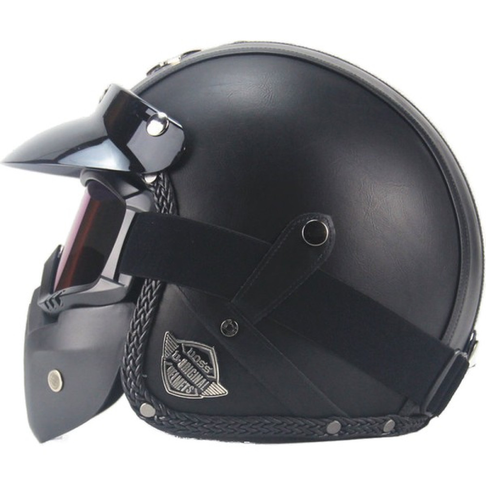 Xundian Retro Harley Kask Deri Kişilik Kask Elektrikli Yarım Kask Kask (Yurt Dışından) - L - Siyah Motorsiklet Kaskları Fiyatı