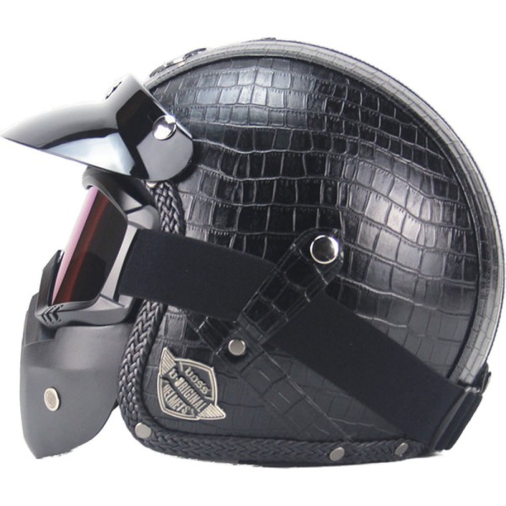 Xundian Retro Harley Kask Deri Kişilik Kask Elektrikli Yarım Kask Kask (Yurt Dışından) - S - Gri - Siyah Motorsiklet Kaskları Fiyatı