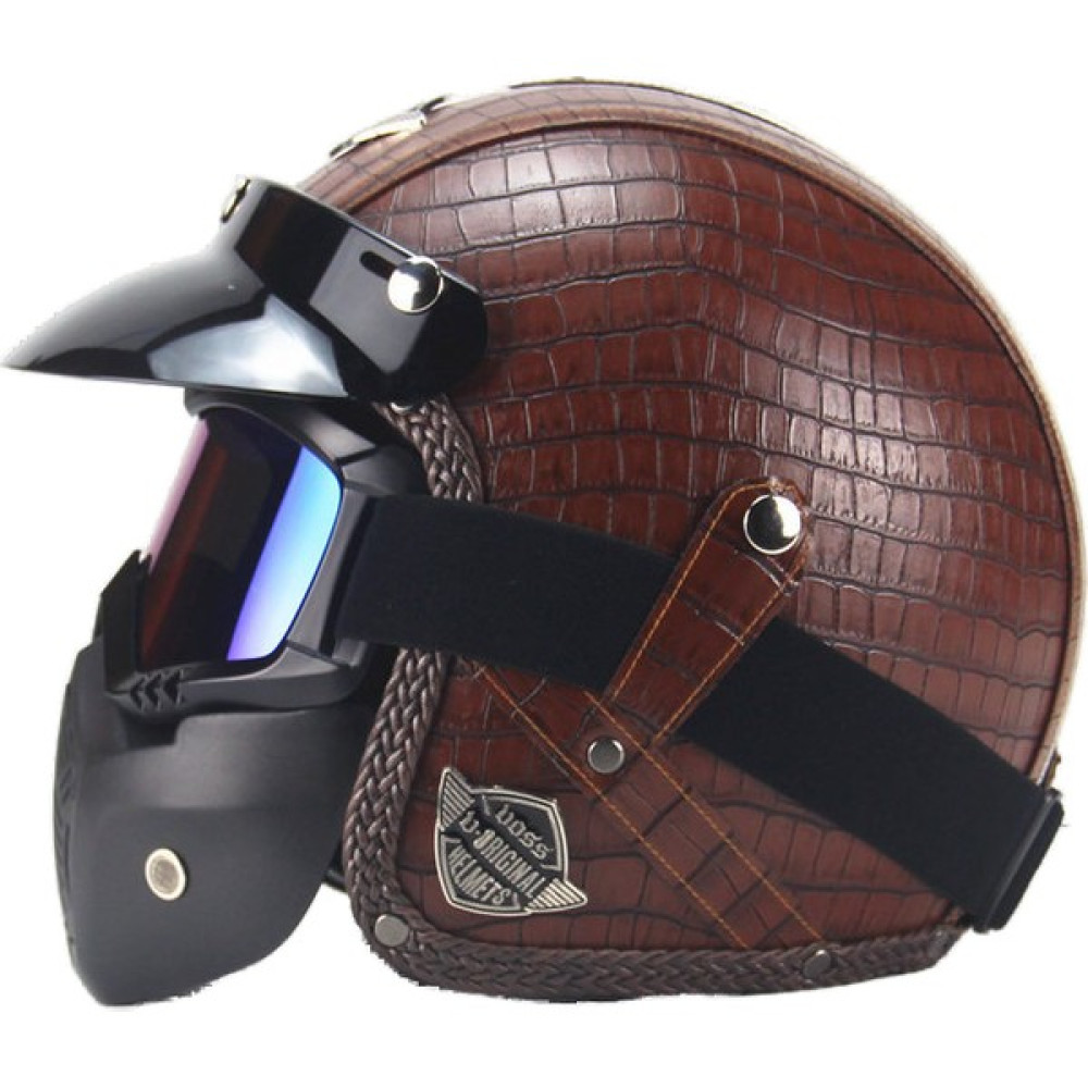 Xundian Retro Harley Kask Deri Kişilik Kask Elektrikli Yarım Kask Kask (Yurt Dışından) - XL - Kahverengi Motorsiklet Kaskları Fiyatı