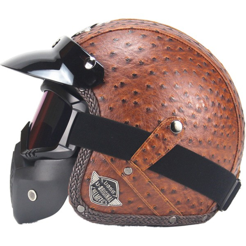 Xundian Retro Harley Kask Deri Kişilik Kask Elektrikli Yarım Kask Kask (Yurt Dışından) - XL - Koyu Kahverengi Oto Boyaları Fiyatı