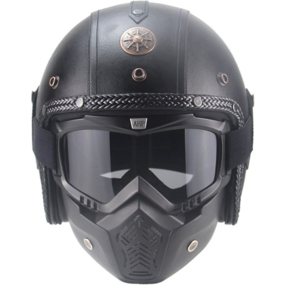 Xundian Retro Harley Kask Deri Kişilik Kask Elektrikli Yarım Kask Kask (Yurt Dışından) - XL - Siyah - Mavi Motorsiklet Kaskları Fiyatı