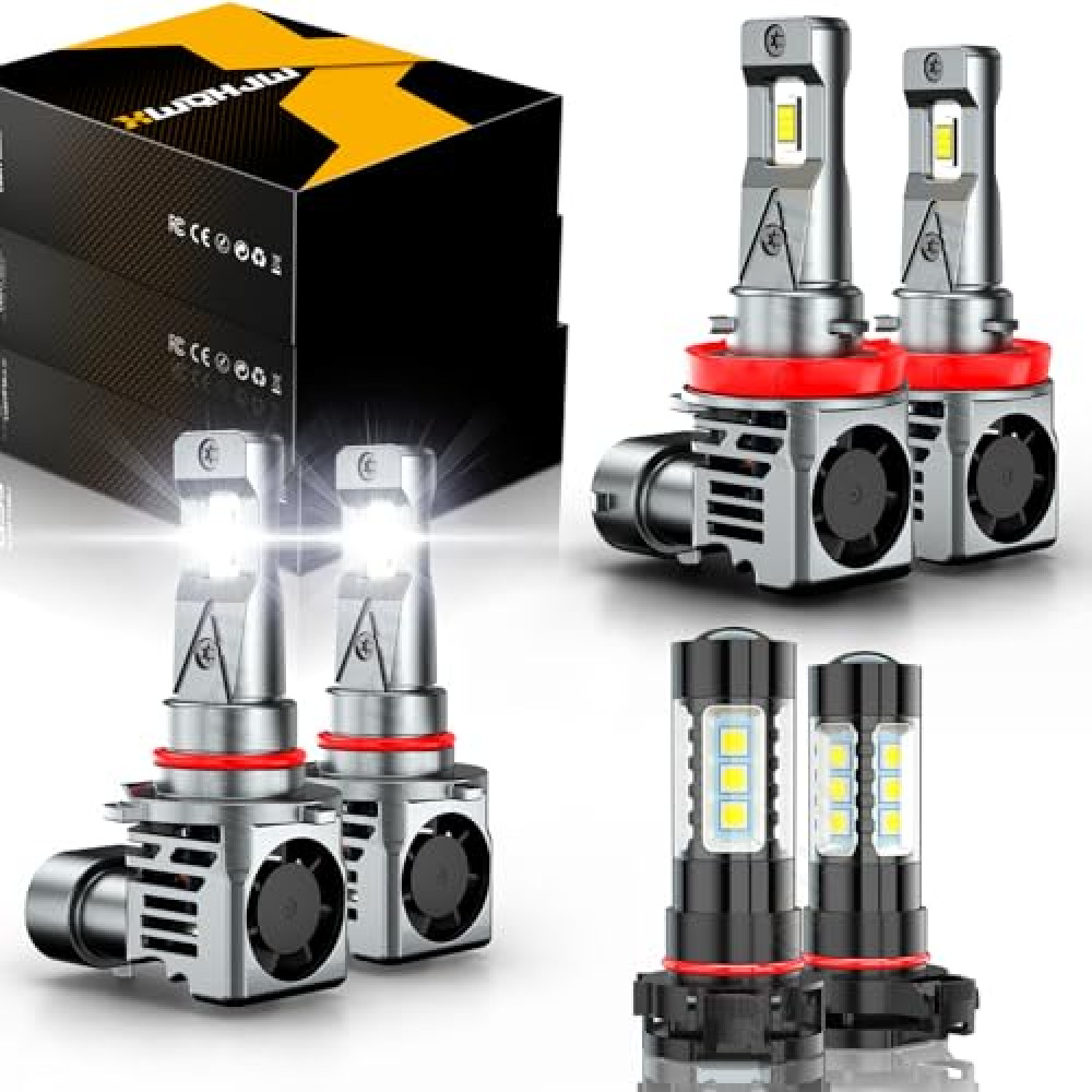 XWQHJW Compatible for Chevy Silverado 1500 Light Bulbs 2500HD 2007 2008 2009 2010 2011 2012 2013 2014 2015, 9005 High Beam H11 Low Beam 5202 Fog Light Bulbs, 600% Brightness, Pack of 6