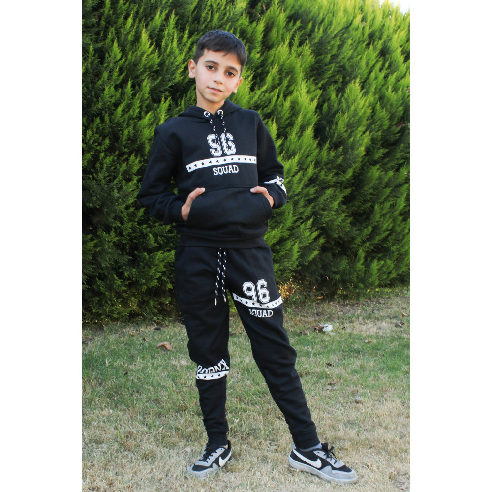 YA KO KİDS 96 Baskılı Kapşonlu Erkek Çocuk Alt-üst Eşofman Takımı 9 Yaş Beden Kadın Eşofman Fiyatı