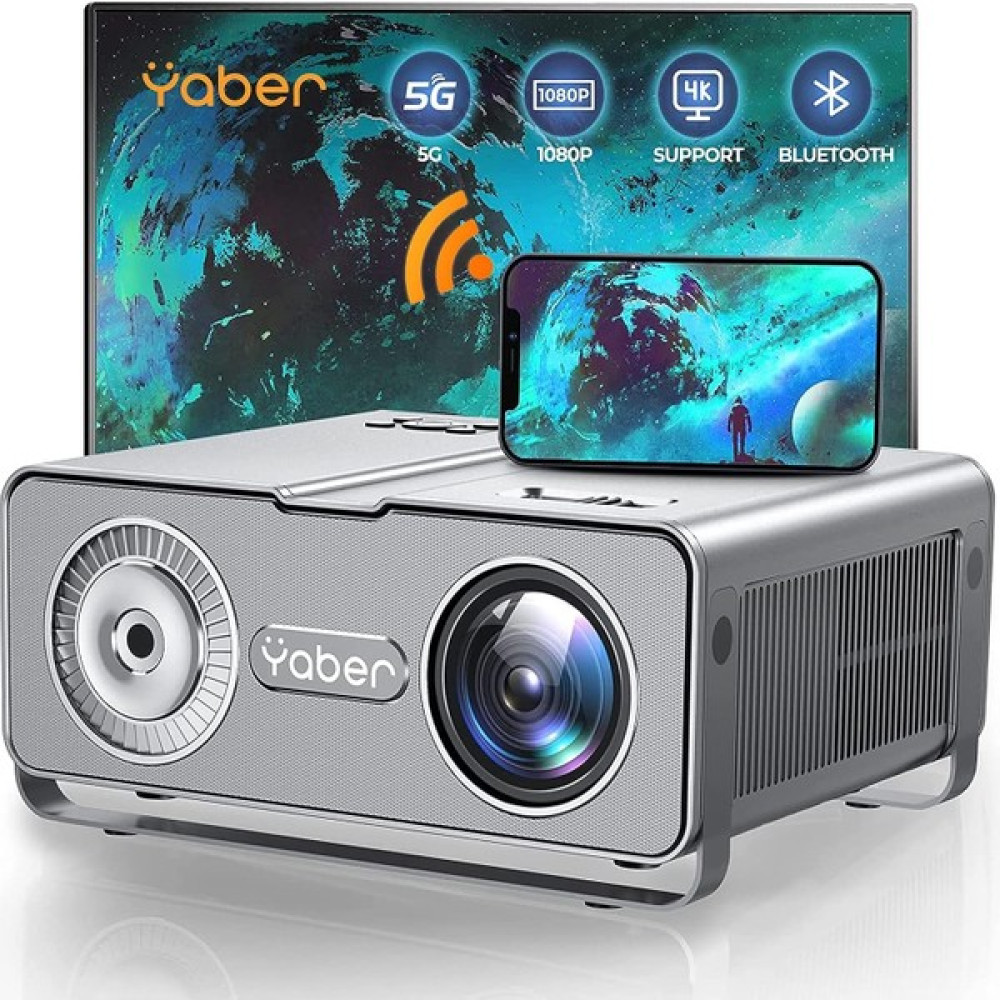 Yaber 4K Taşınabilir Projektör - 5g Wifi ve Bluetooth, 15000L 1080P Hd - Beyaz Projeksiyon Fiyatı
