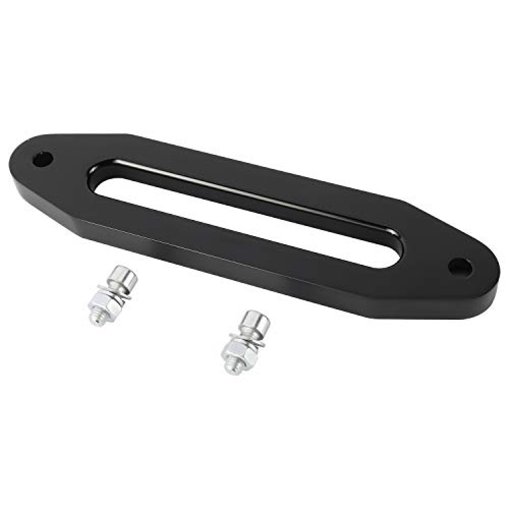 YaeKoo 10" Billet Polished Aluminum Hawse Fairlead Load Capacity 8000-15000 LBs with Mounting Hardware for Synthetic Winch Rope (Black, 10")