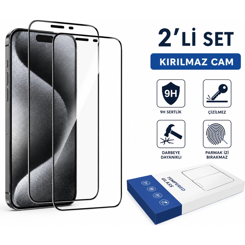 Yağızgil 2’li iPhone Kırılmaz Cam Set (11-12-13-14 Uyumlu) | Ekran Koruyucu Temperli Cam Ultra Dayanıklı - iPhone 13 - 9H SERTLİK Diğer Fiyatı