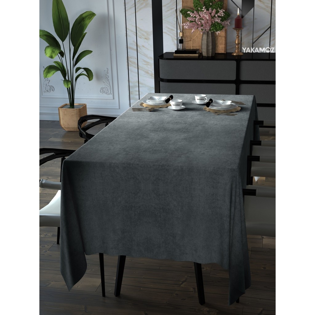YAKAMOZ Gümüş Grisi Kadife Dokulu Masa Örtüsü Dertsiz Velvet Touch Serisi - 150 x 220 cm SSD / Solid State Drive Fiyatı