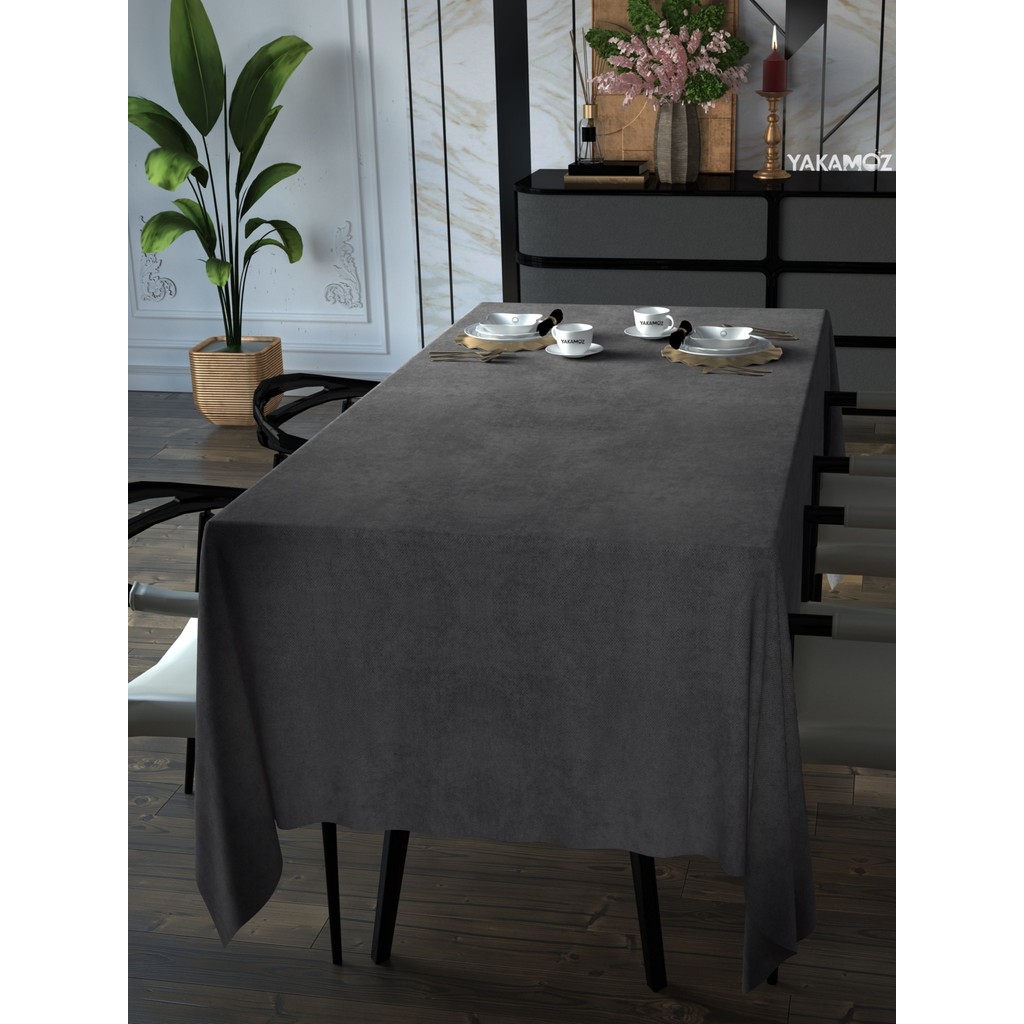 YAKAMOZ Karanlık Gri Kadife Dokulu Masa Örtüsü Dertsiz Velvet Touch Serisi - 150 x 220 cm SSD / Solid State Drive Fiyatı