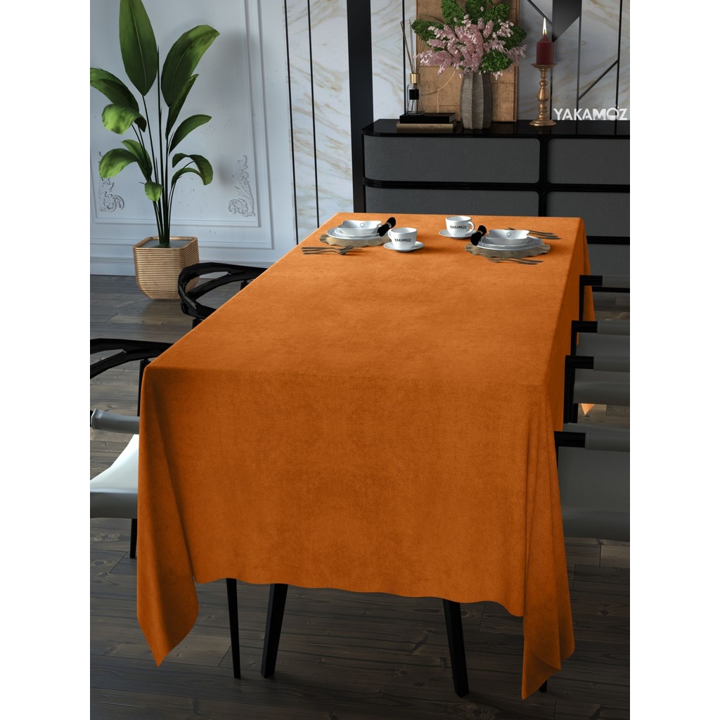 YAKAMOZ Portakal Rengi Kadife Dokulu Masa Örtüsü Dertsiz Velvet Touch Serisi - 150 x 260 cm SSD / Solid State Drive Fiyatı