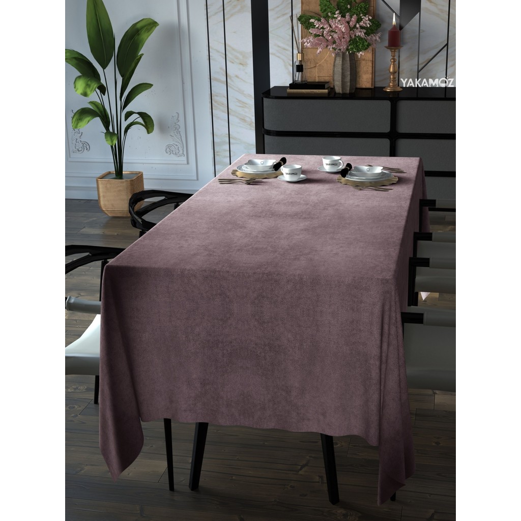 YAKAMOZ Tatlı Pembe Rengi Kadife Dokulu Masa Örtüsü Dertsiz Velvet Touch Serisi - 150 x 220 cm SSD / Solid State Drive Fiyatı