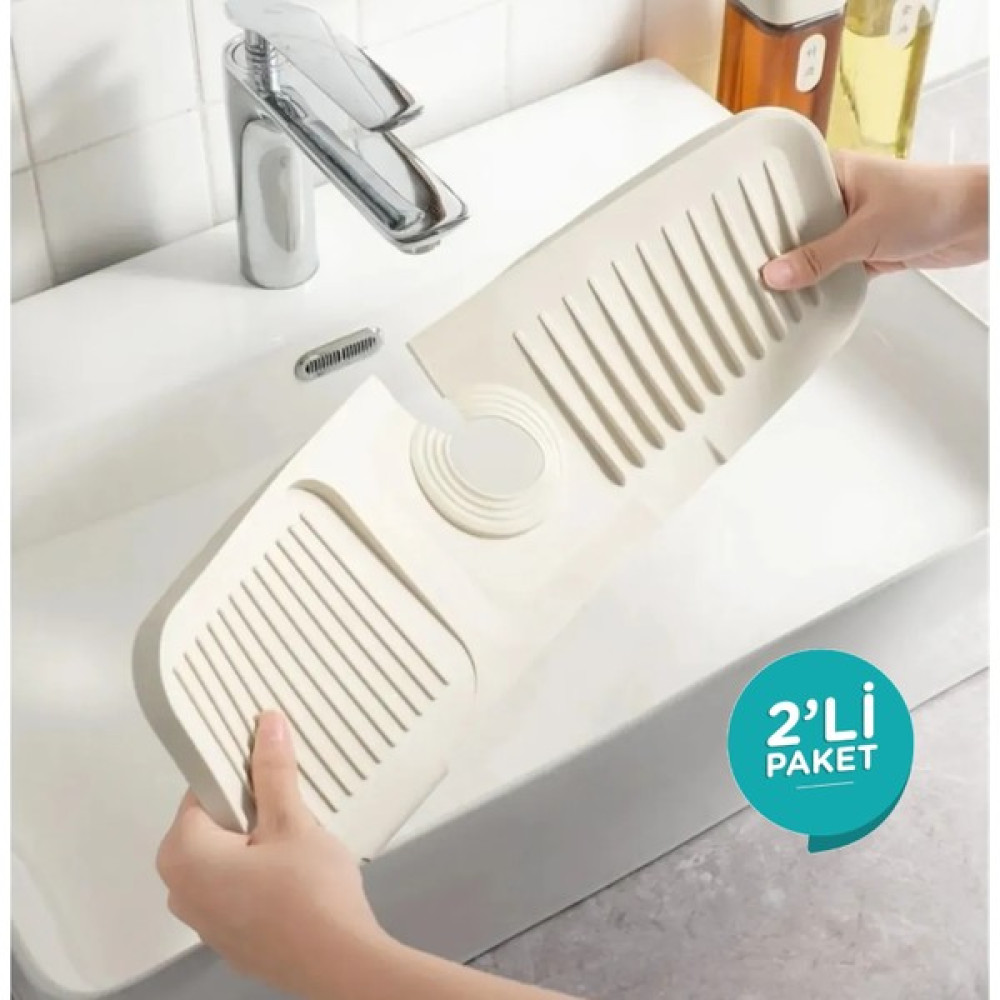 Yakin Market 2li Set Beyaz Gri Silikon Esnek Su Tutucu Düzenleyici Kaydırmaz Abdest Matı Musluk Banyo Mutfak Organizeri Banyo Dolabı / Mobilyası Fiyatı
