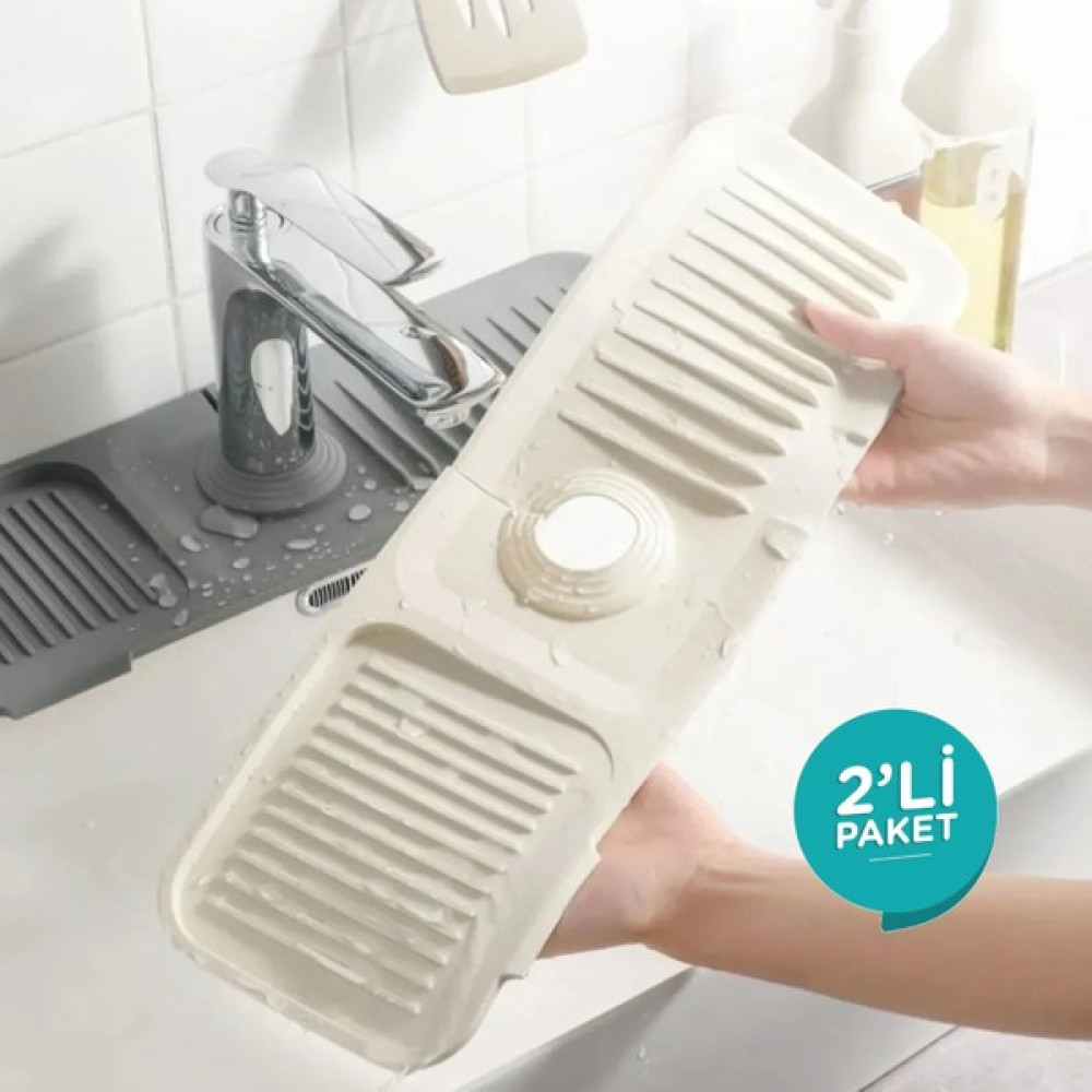 Yakin Market 2li Set Beyaz Gri Silikon Esnek Su Tutucu Düzenleyici Kaydırmaz Abdest Matı Musluk Banyo Mutfak Organizeri - Beyaz - Gri Banyo Dolabı / Mobilyası Fiyatı